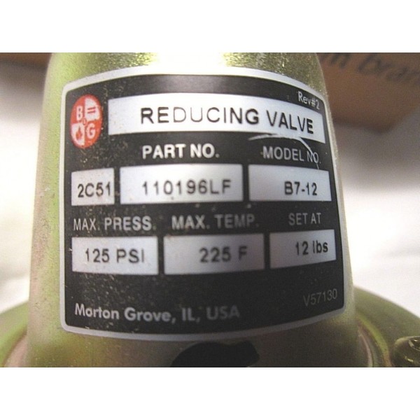Reducing Vlv, 3/4 12 Psi"