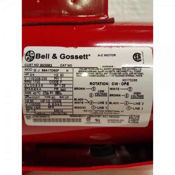 3/4HP 1750RPM 1-PH MOTOR