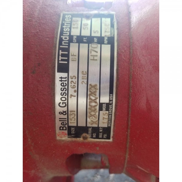 Baldor 5hp motor jmm3615t with bell & gossett 1531 pump