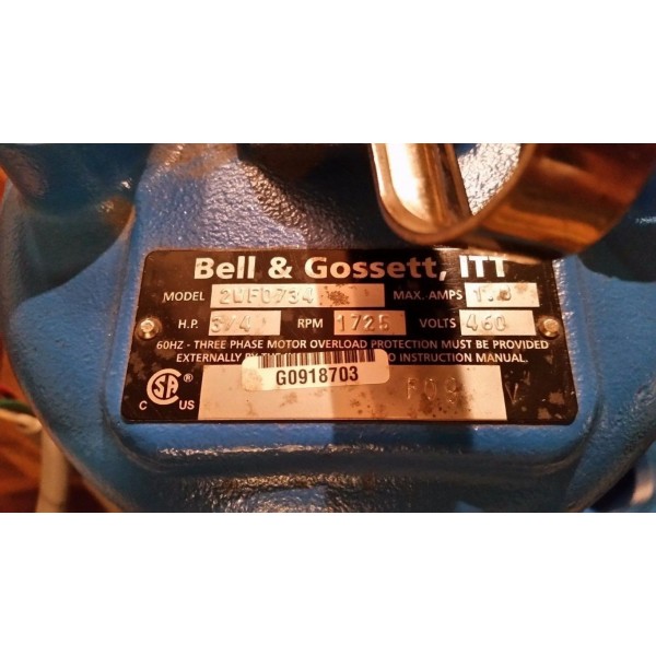 DUPLEX Submersible Sewage Pump 3/4 HP 460V 3PH 2in SYSTEM Xylem BELL & Gossett