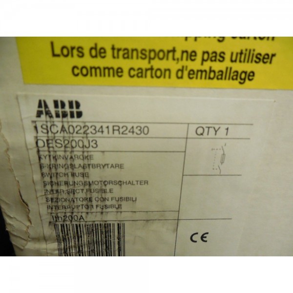 DISCONNECT SWITCH OES200J3 200A A AMP 600 Vac 3 POLE 1SCA022341R2430