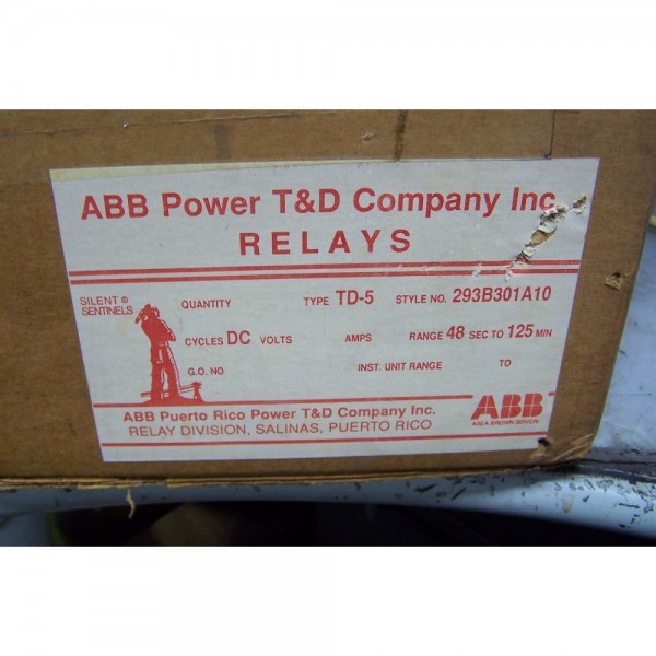 TD-5 TIME DELAY RELAY STYLE 293B301A10 48/125 VDC .05-1.0 SEC