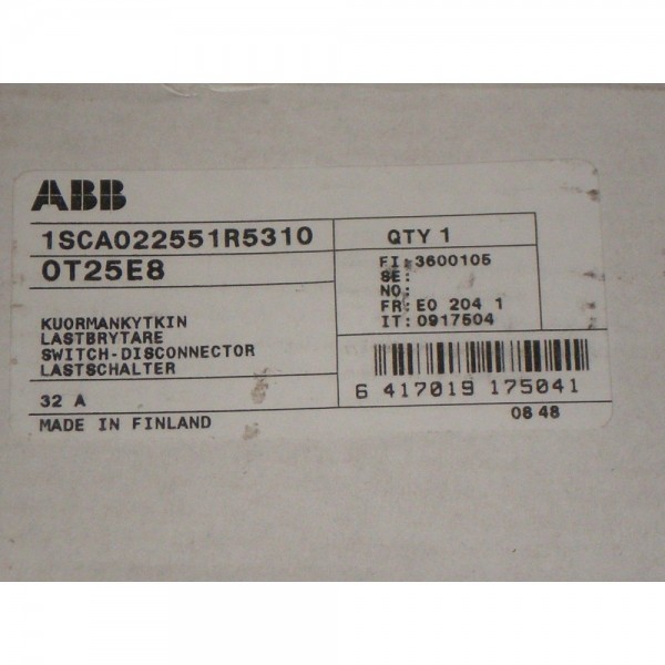 OT25E8 Switch/Disconnect 32A 1SCA022551R5310