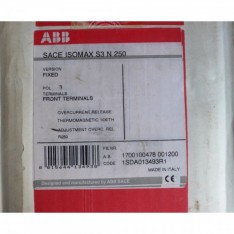 SACE ISOMAX S3 N 250 R250 250 Amp 3 Pole circuit breaker 1SDA013493R1