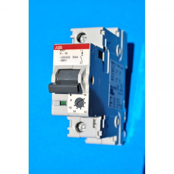 S501-K15 Din Rail Mount Miniature Circuit Breaker 1-Pole 10-15Amp Multi-Volt
