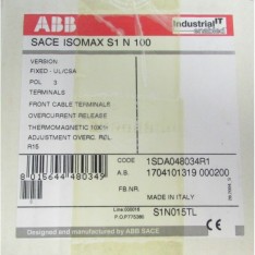 SACE ISOMAX S1 N 100 SACE S3 Circuit Breaker 1SDA048034R1 S1N015TL
