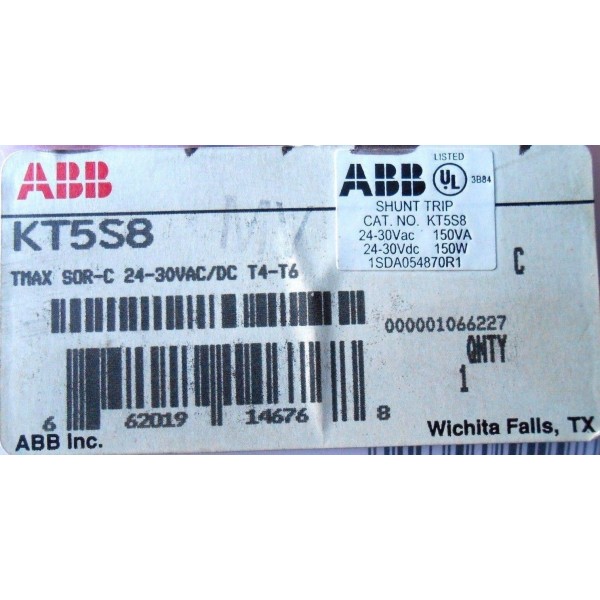 KT5S8 24-30VAC/DC SAME DAY SHIP SHUNT TRIP FOR T4-T6 BREAKERS
