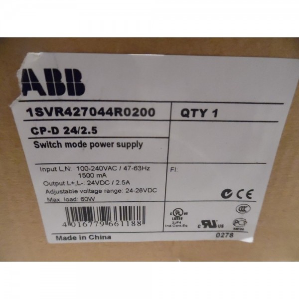 CP-D 24/2.5 Power Supply 1SVR427044R0200 24vdc / 2.5 Amps NIB Lot of 2