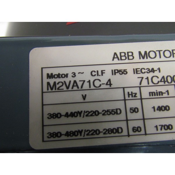 M2VA71C-4 3PH AC Motor 4-Pole 380-440Y/220-280D 0.37KW 1400/1700 RPM 1/2Hp