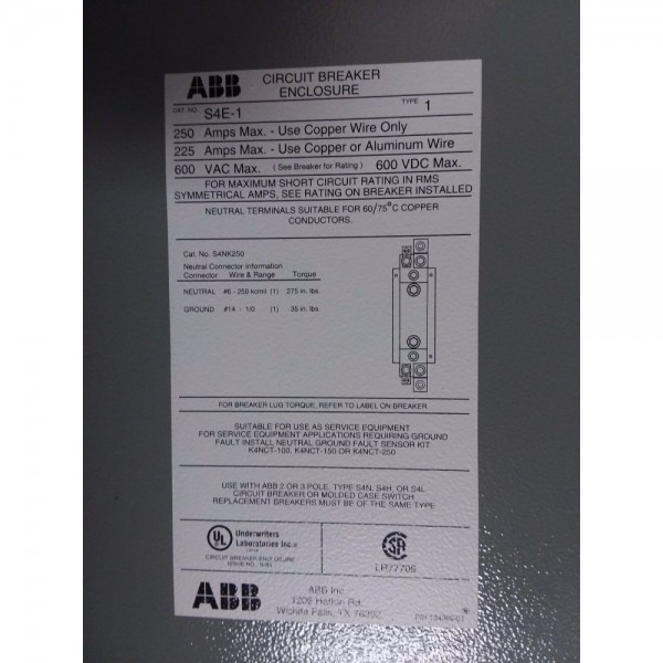 S4E-1, ABB, S4 ISOMAX CB ENCL N-1