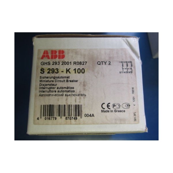 S293-K100 ABB Miniature Circuit Breaker