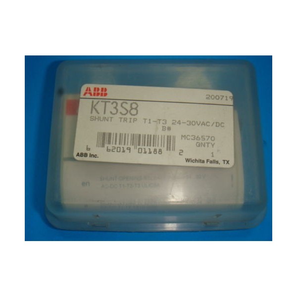 KT3S8, SHUNT TRIP T1-T3, 24-30 VAC/DC, NEW IN FACTORY PACKAGING