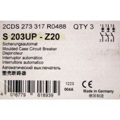 S203UP-Z20 Moulded Case 20 Amp 277/480VAC Circuit Breaker New Qty. 3