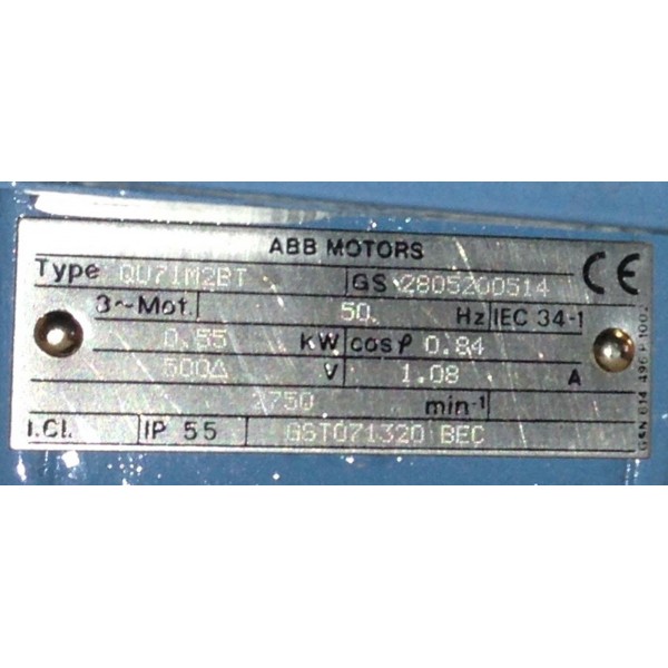 MOTOR QU71M2BT 3 PHASE 500 VAC.