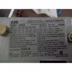600V 200A OESA-F200JT6 DISCONNECT SWITCH (II4)
