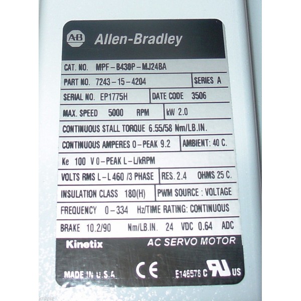 Food Grade AC Servo Motor 6.55NM, 5000RPM