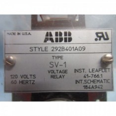 New ABB Style 292B401A09 Type SV-1 Voltage Relay Module 120V 60Hz NIB