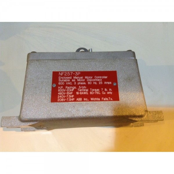 Enclosed Manual Motor Controller 600Vac, 3Phase, 60Hz, 25Amp
