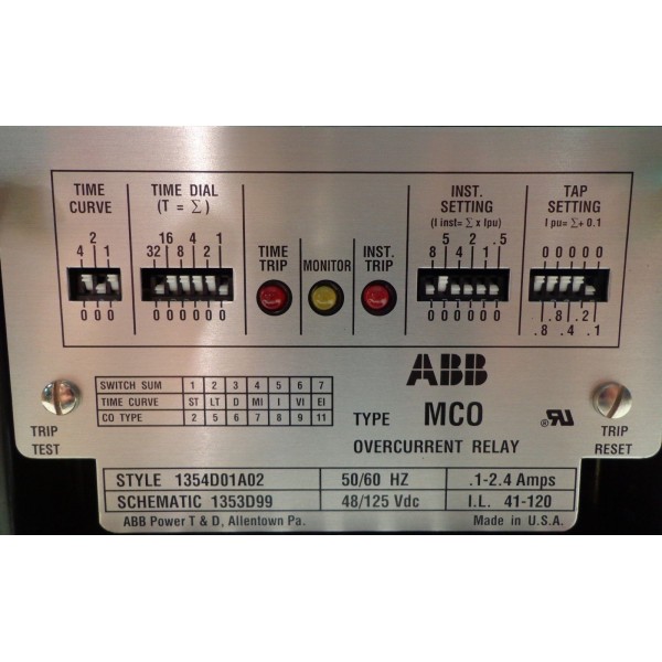 TYPE MCO OVERCURRENT RELAY,