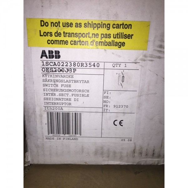SWITCH FUSE OES200J3P Ith200a