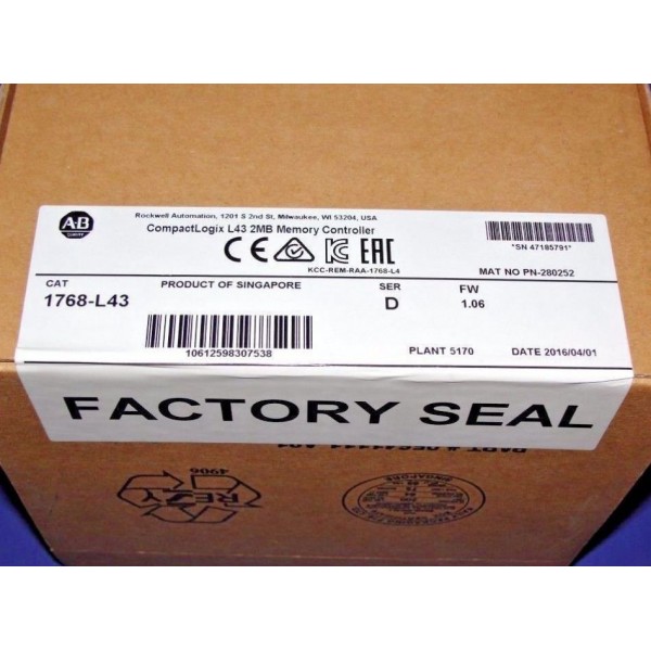 1768-L43 /D 1768L43 SER D , Mfg 11/2015