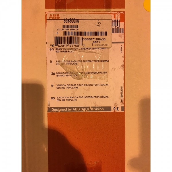 Isomax series circuit breaker MCB S6H800DW
