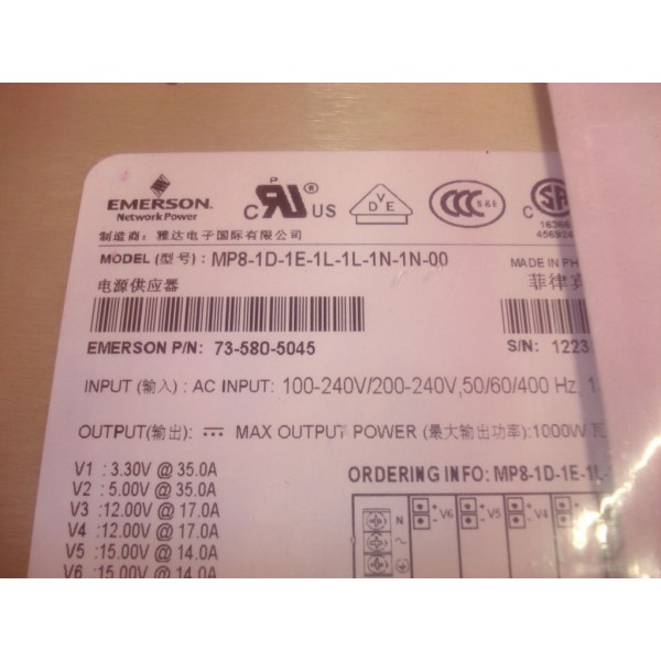 EMERSON 73-580-5045 POWER SUPPLY PM8-1D-1E-1L-1L-1N-1N-00, 1000W
