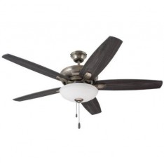52 Inch Antique Pewter Ceiling Fan W/ 5 Reversible Charcoal/Timber Gray Blades