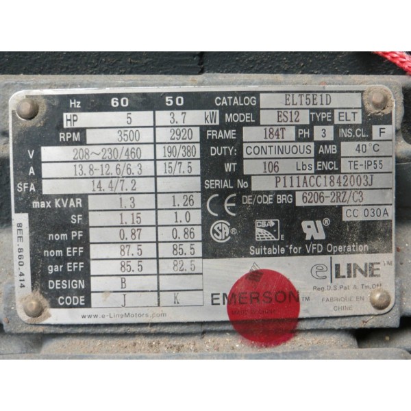 emerson electric motor 5 HP