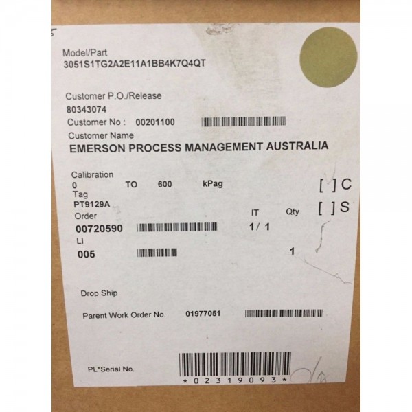 Emerson Rosemount 3051S Pressure Transmitter 600 kPag Sensor IECEx HART