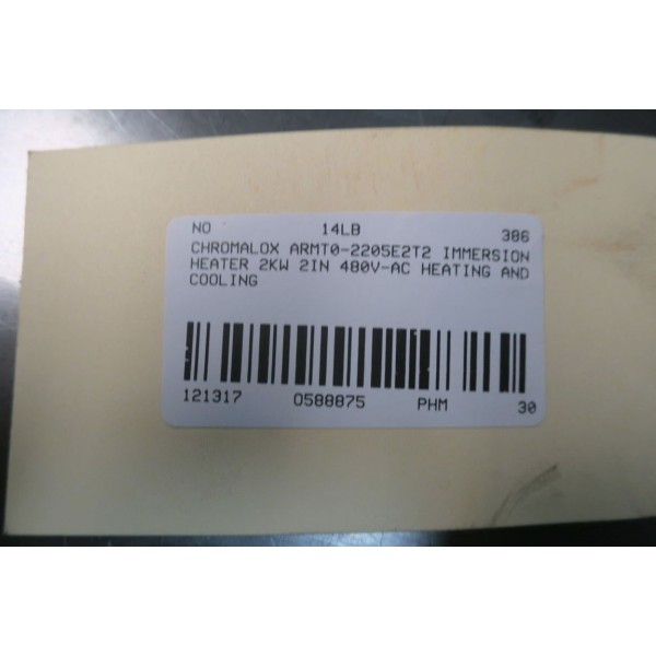 CHROMALOX IMMERSION HEATER 60-250F 17-3/4IN D588875