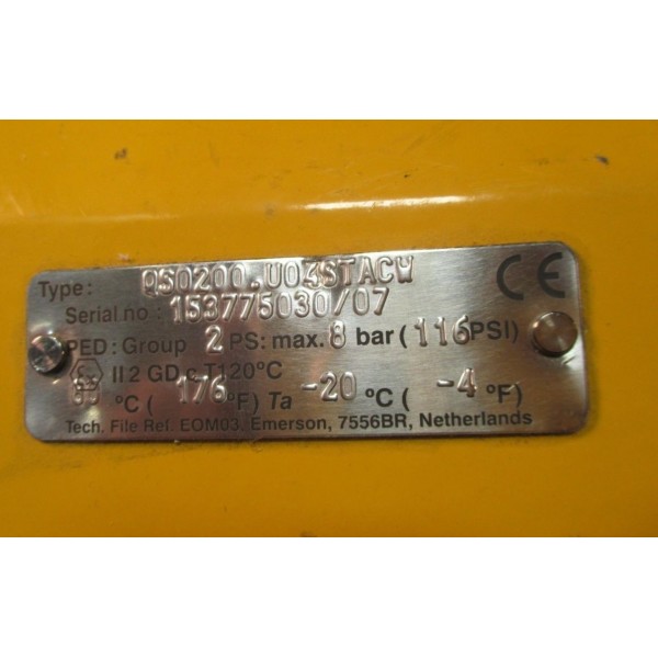 Emerson FieldQ QS0200.U04STACW 116 PSI Actuator with CF8M 2 Ball Valve NWOB"
