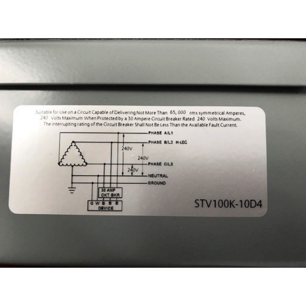 STV100K-10D4 Emerson Surge Protector, Hard Wired, 1-pole, 100 kA