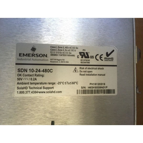 SOLA SDN 10-24-480C POWER SUPPLY,BOXZR