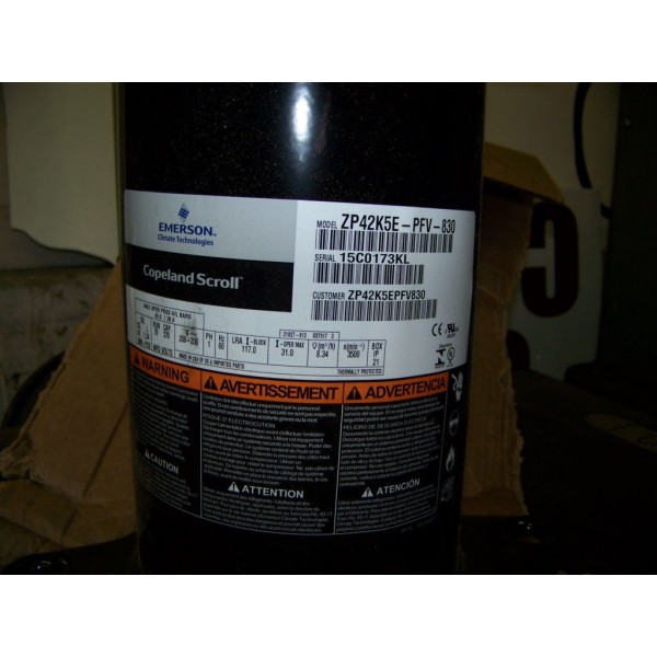 Copeland Scroll Compressor 208-230 V 1 Phase 60 Hz