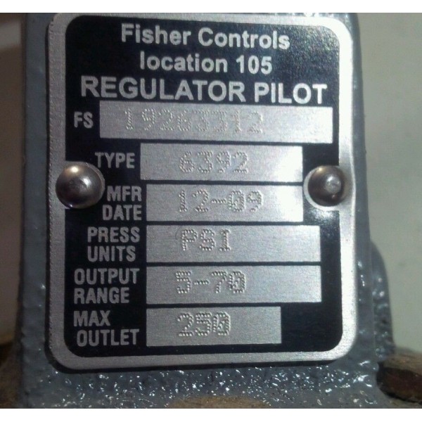 TYPE 92C SELF POWERED CONTROL VALVE W/ FISHER 6392 REGULATOR 3/4 NPT