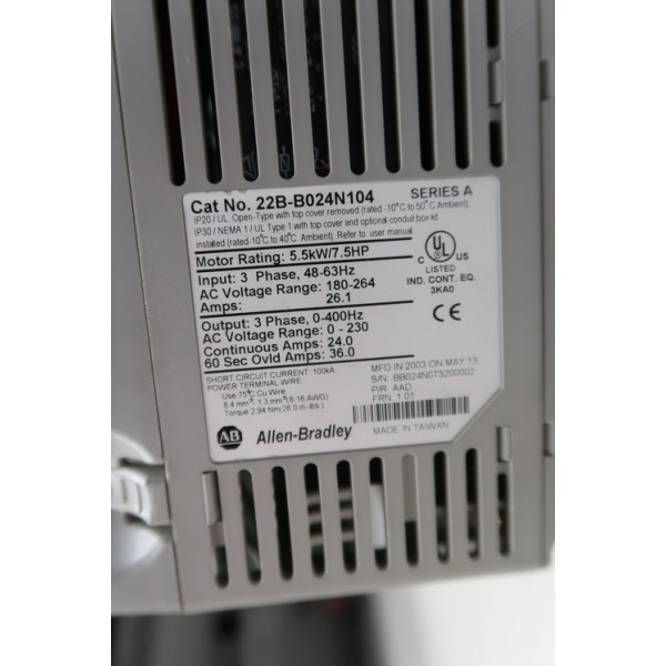 22B-B024N104 PowerFlex 40 AC Drive 240V 7.5HP