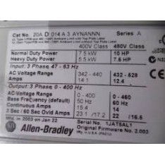 PowerFlex Adjustable Frequency AC Drive Ser A 3-Phase 480V