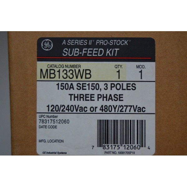 Breaker Kit 3 Pole Pro-Stock 480/277 VAC, 3PH 150A Interior Type AEU3