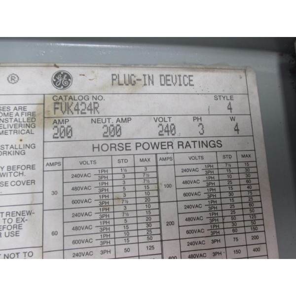 FVK424R Fusible Bus Plug 60A 240V 3 Phase