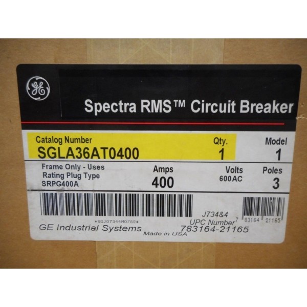 SGLA36AT0400 Spectra RMS Circuit Breaker 400A 600VAC 3Pole New