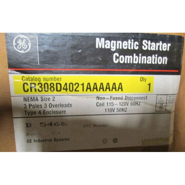 Magnetic Starter w/ Enclosure 4/4x Size 2 30-100A 600V New 120V