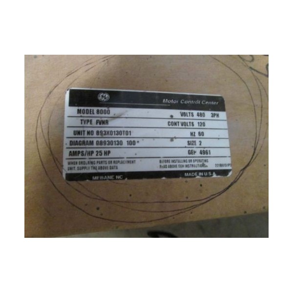General Electric 8000FVNR NSFP **GENUINE** 8000 FVNR