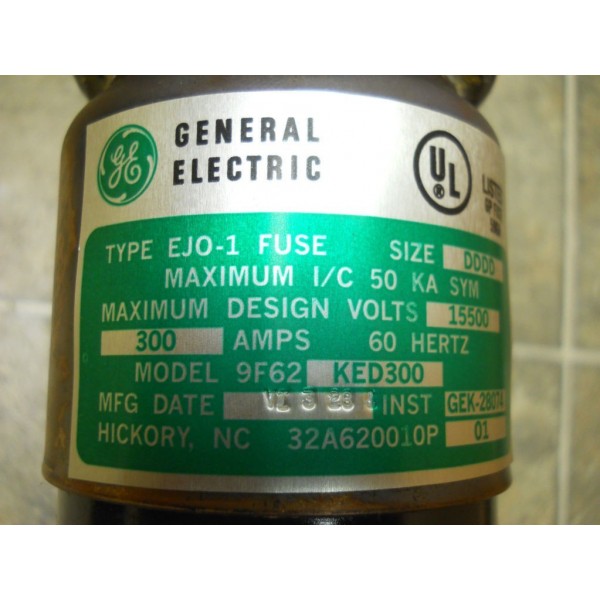 GENERAL ELECTRIC TYPE EJO-1 FUSE 9F62KED300 300 AMPS *NIB*