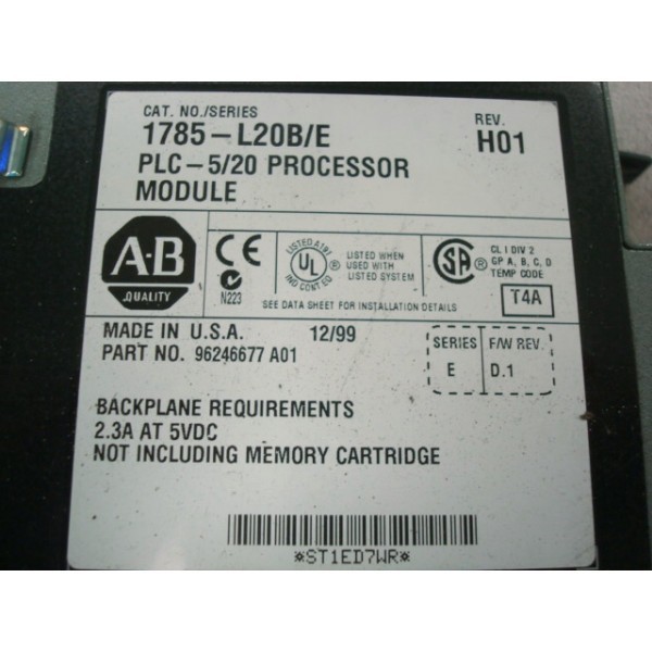 PLC-5/20 2xDH+/RIO Controller 16K Word SRAM