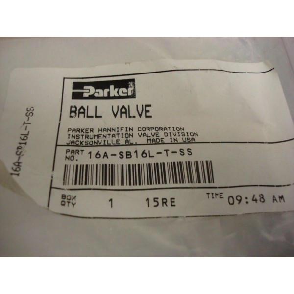 Ball Valve 16Z(A)-SB16L-T-SS, 16A-SB16L-T-SS, NEW IN ORIGINAL PLASTIC BAG