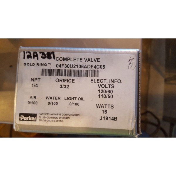 3-Way Solenoid Valve 04F30U2106ADF4C05, 120 vac, 1/4 NPT, Universal, 0-10