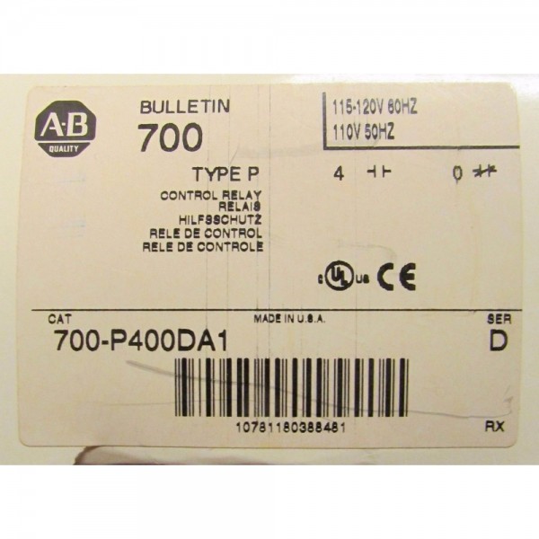 Type P 110/120 V Control Relay 700 P400DA1