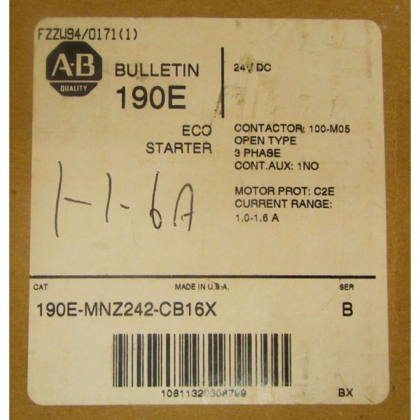 190E MNZ242 CB16X 24 VDC 1-1.6 Amp ECO Starter