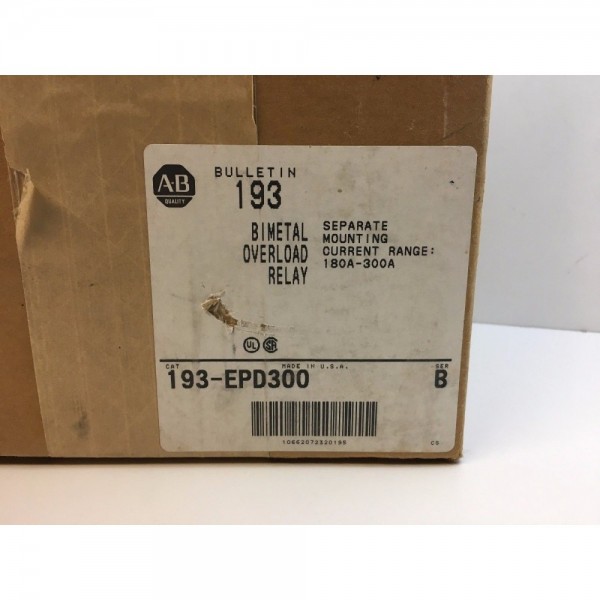 193-EPD300 Bi-Metal Overload Relay, Current Range 180-200A, 300/5